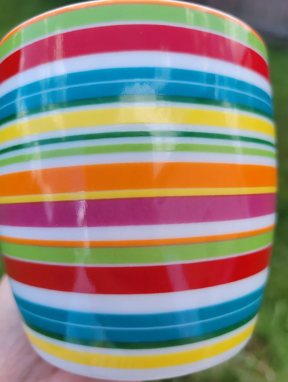 Danica Breakfast Set - Multicolor Striped Dining Set Mug Bowl Plate ~ Colorful!